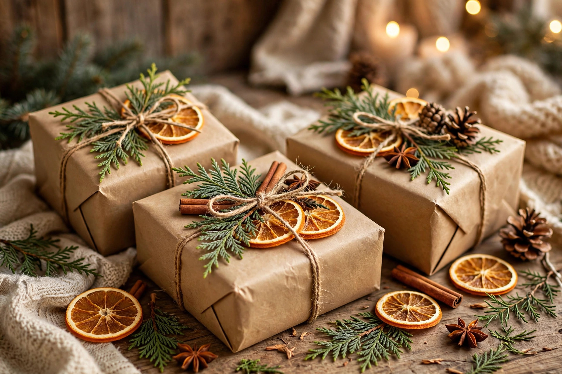 Brown Paper Christmas Gift Wrapping idea 1