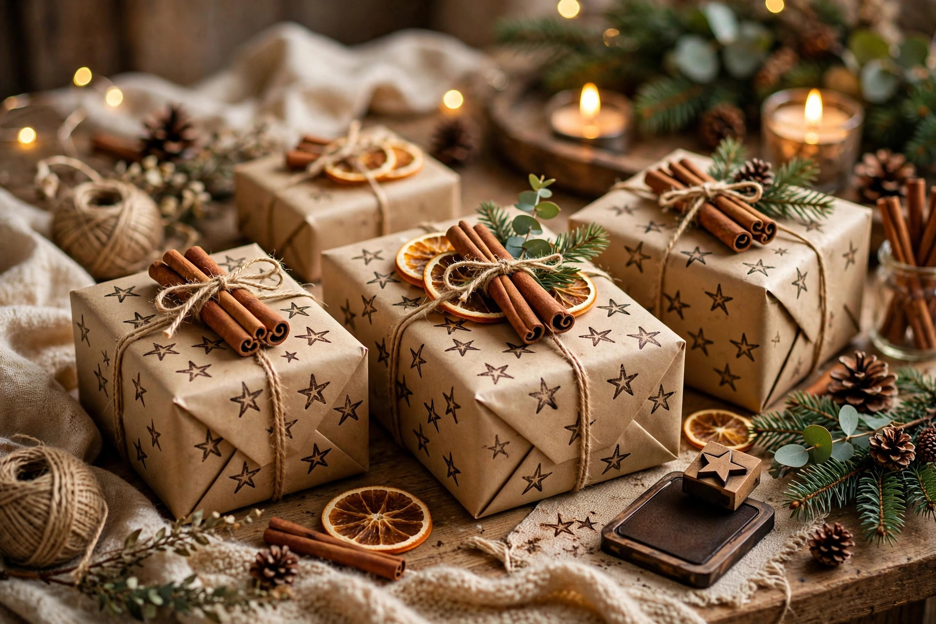 Brown Paper Christmas Gift Wrapping idea 2