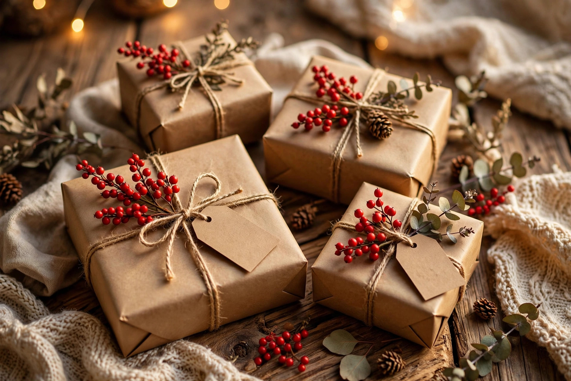 Brown Paper Christmas Gift Wrapping idea 3