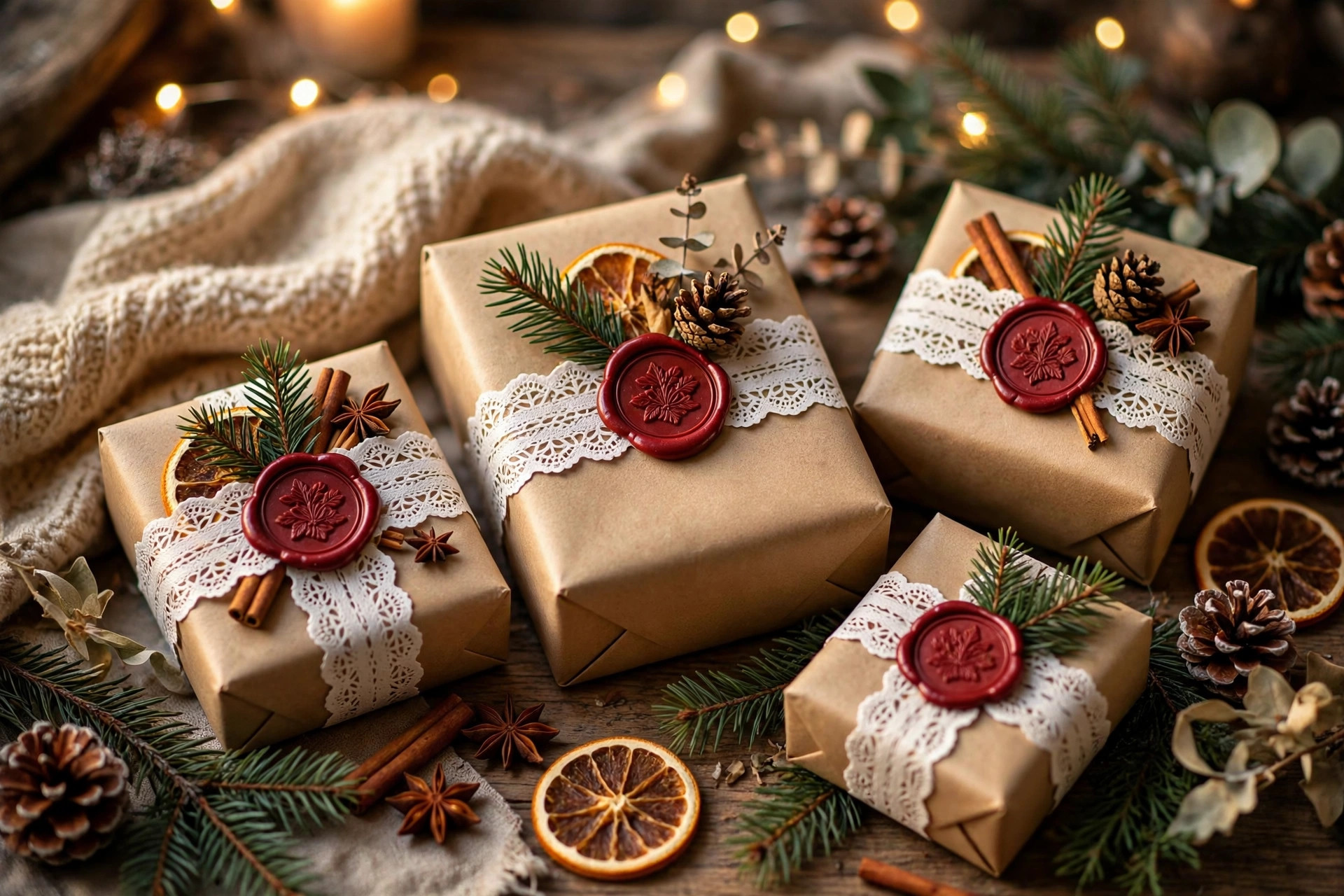 Brown Paper Christmas Gift Wrapping idea 4