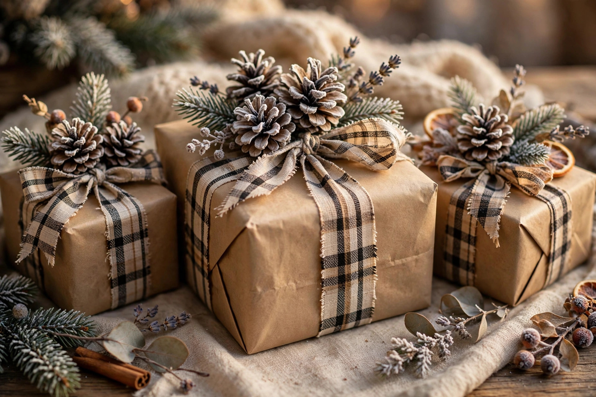 Brown Paper Christmas Gift Wrapping idea 6