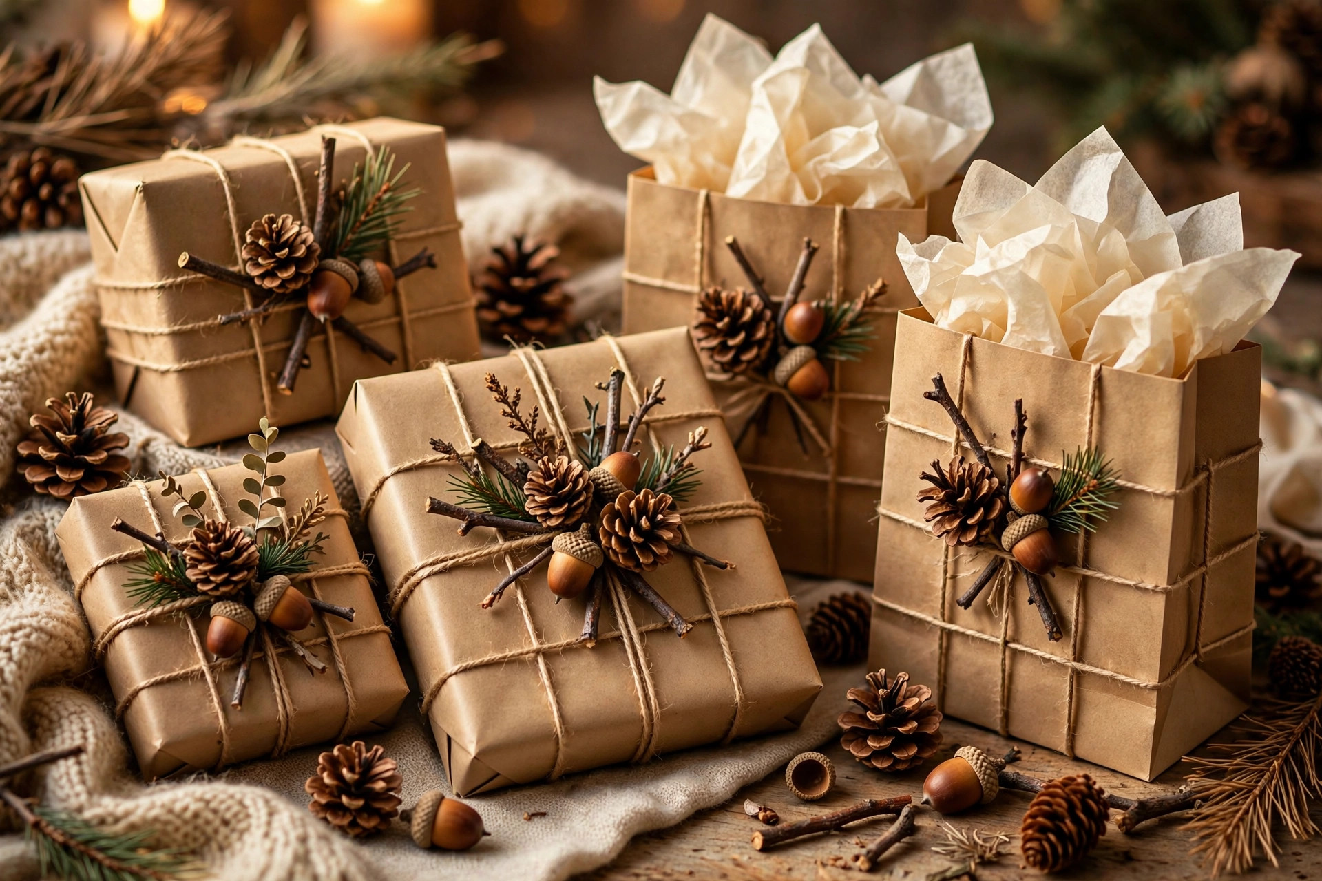 Brown Paper Christmas Gift Wrapping idea 7