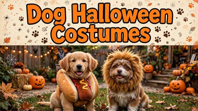 Small dog wearing a felt lion-mane vest costume built over its regular harness, leash clipped normally