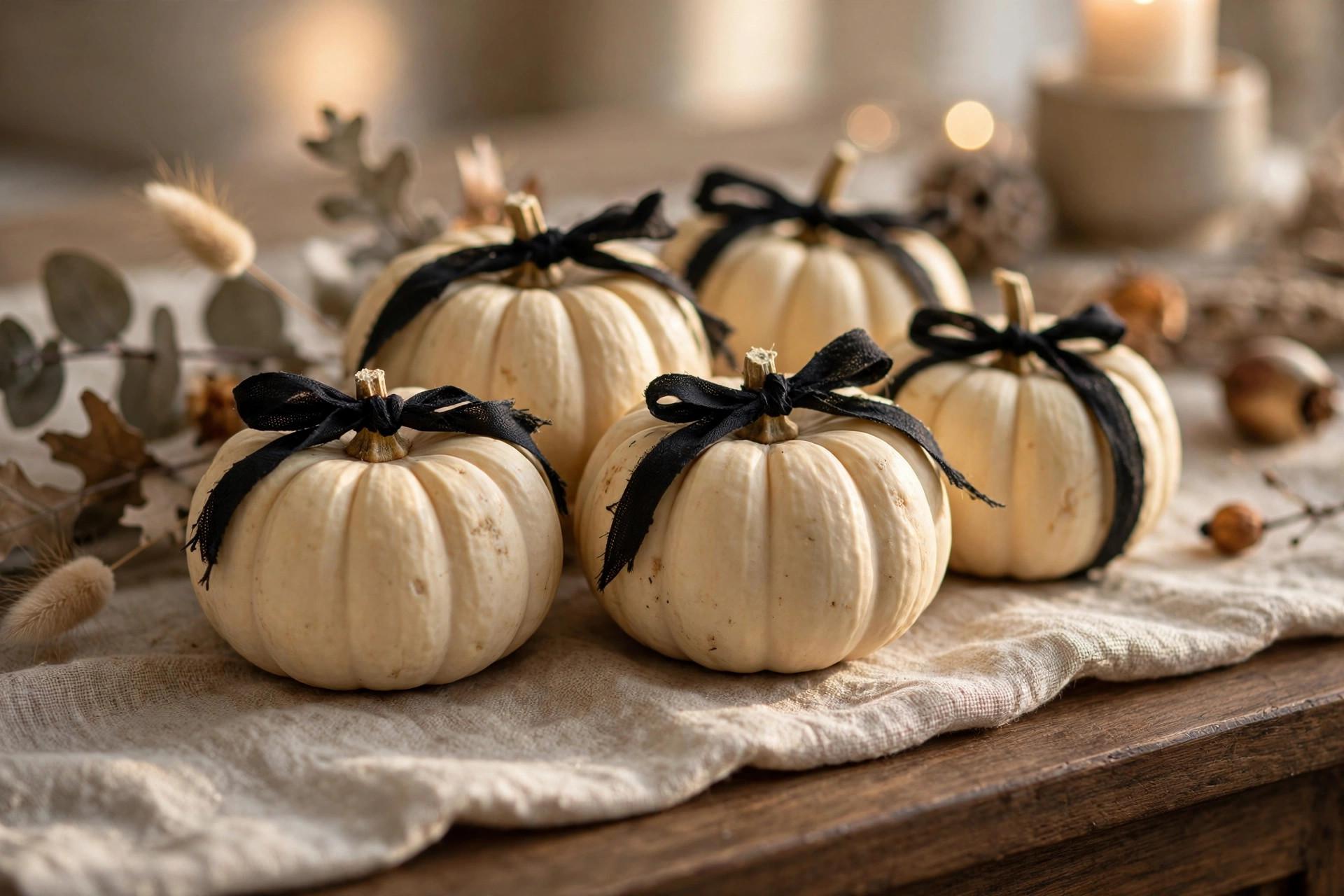 Neutral Halloween mantel decor idea 1