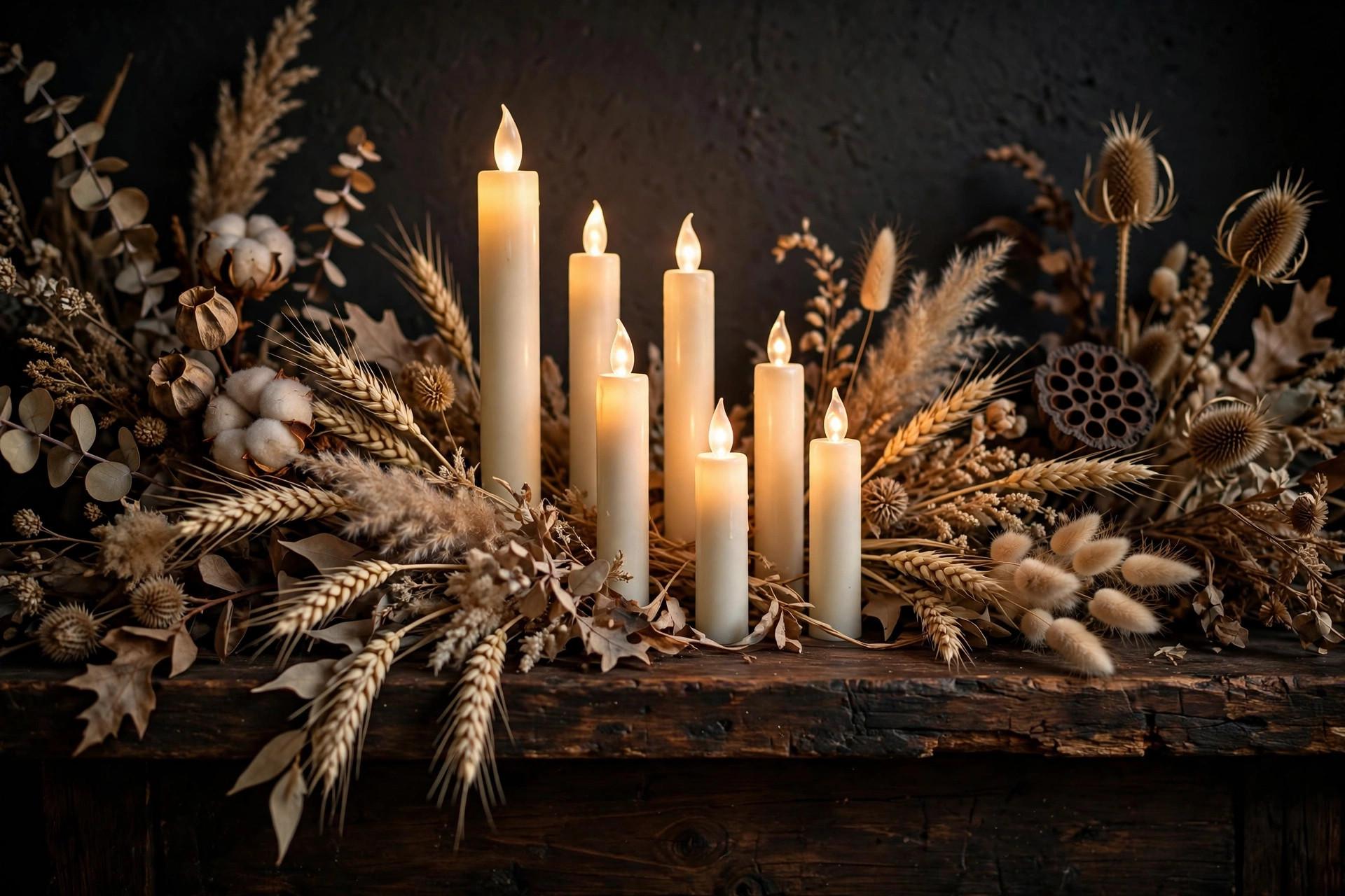 Neutral Halloween mantel decor idea 3