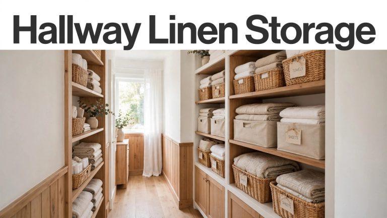Narrow rolling cart filled with folded towels and sheet sets in a hallway (featured-adjacent/hero)