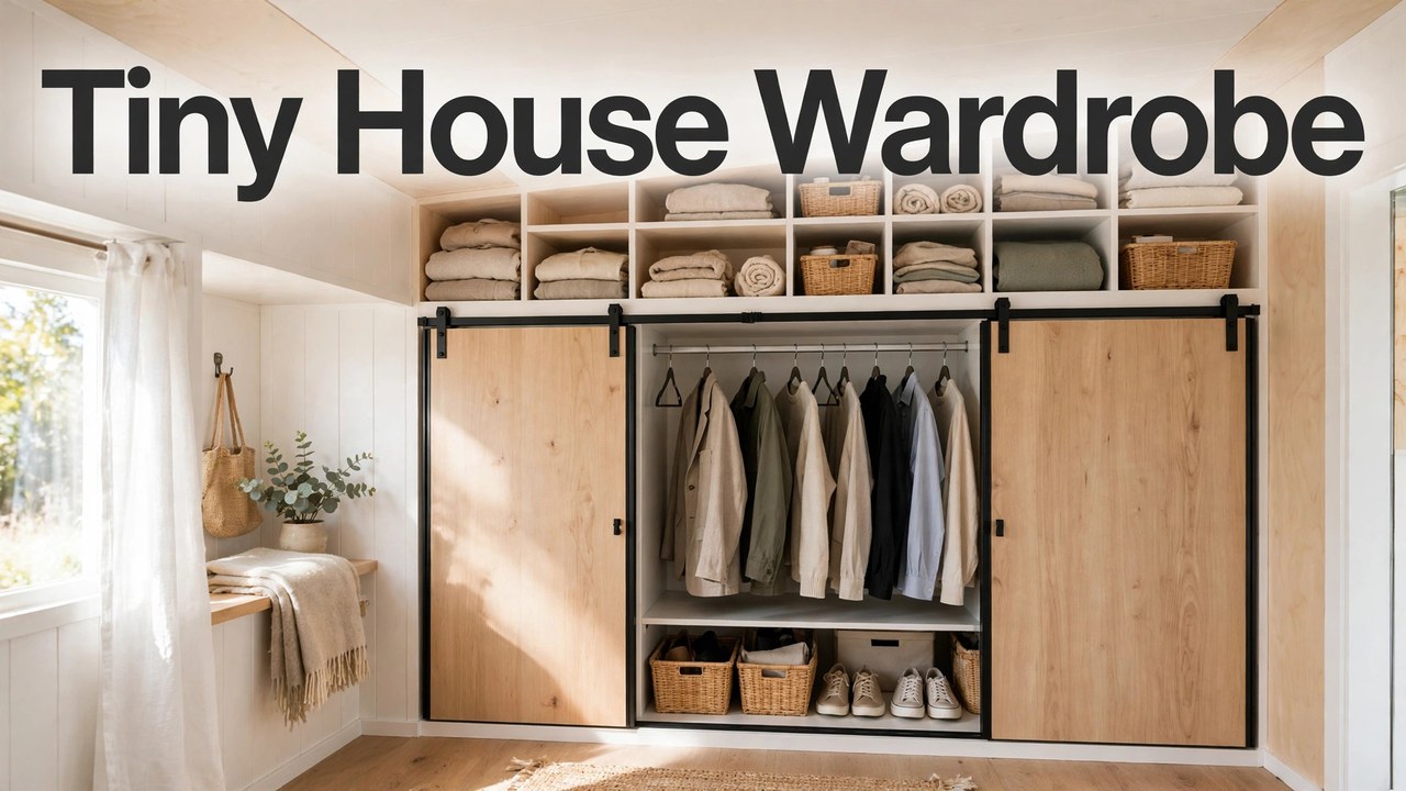 Tiny house loft stairs with pull-out storage drawers built into the risers